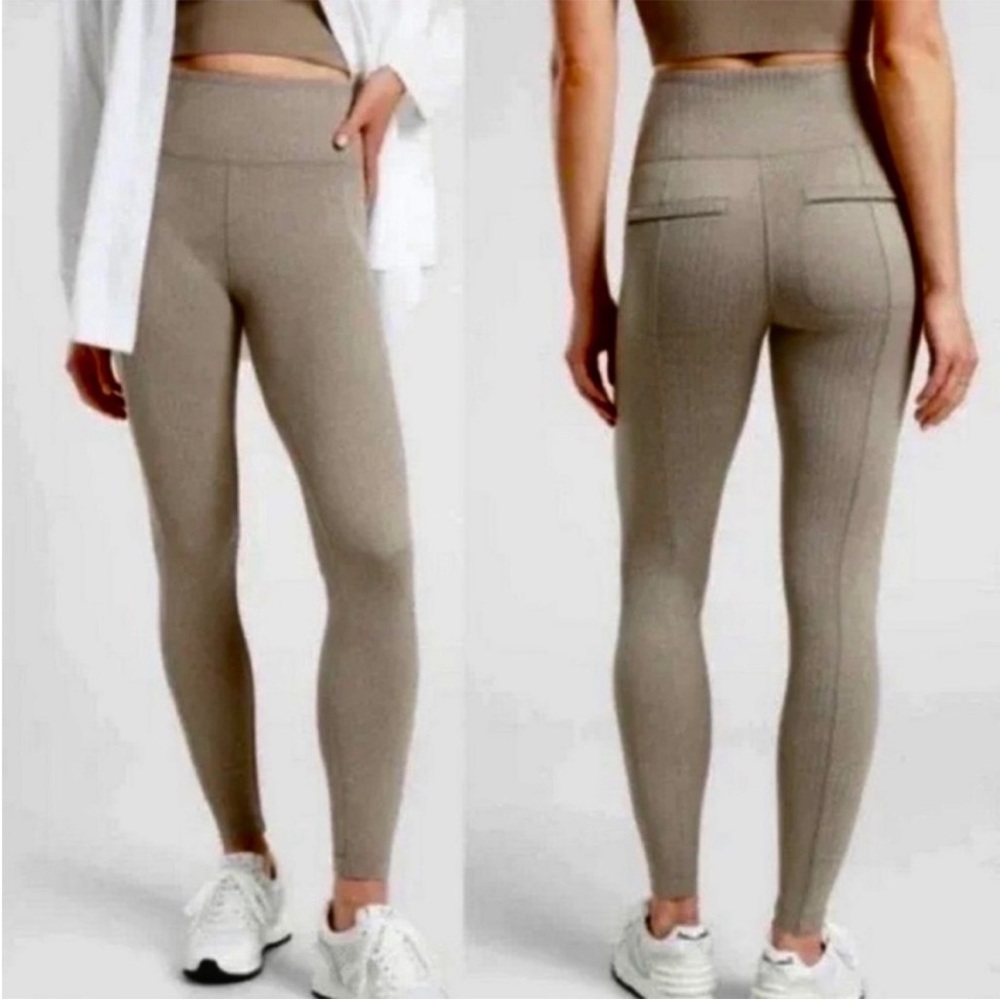 Athleta Delancy Herringbone Tight Legging Taupe Gray Size Large